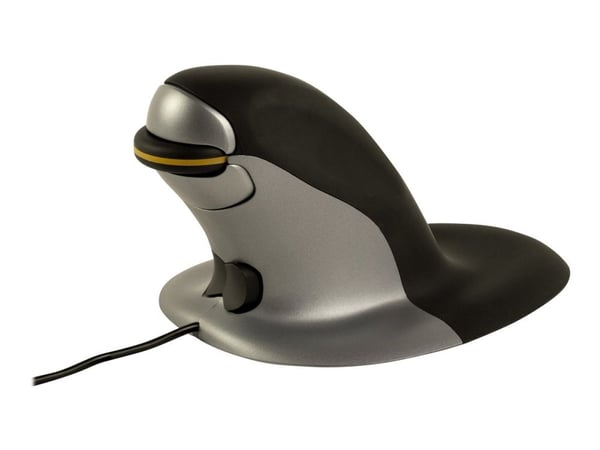 Fellowes Penguin Small - Vertikal mus - høyre- og venstrehåndet - laser - kablet - svart/sølv