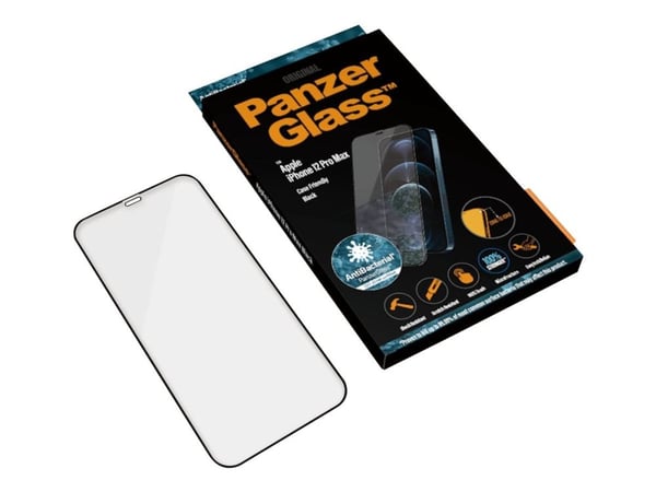 PanzerGlass™ | Case-Friendly - Skærmbeskytter för mobiltelefon - Edge-to-Edge passform - ramfarve sort | Apple iPhone 12 Pro Max