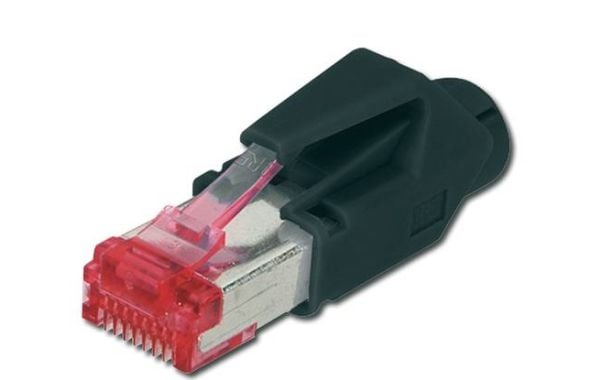 Digitus A-MO6 8/8 HRS, RJ-45, Musta, Metallinen, Punainen, Cat6, Kulta, Nikkelillä päällystetty fosforipronssi, Saksa