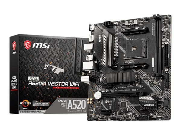 MSI MAG A520M VECTOR WIFI - Emolevy - micro-ATX - Socket AM4 - AMD A520 piirisarja - USB 3.2 Gen 1 - Gigabit LAN, Wi-Fi, Bluetooth - sisäinen grafi...