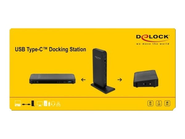 Delock USB Type-C DP 1.4 Docking Station 4K - Dokkingstasjon - USB-C 3.2 Gen 2 - HDMI, DP - 1GbE - 85 watt