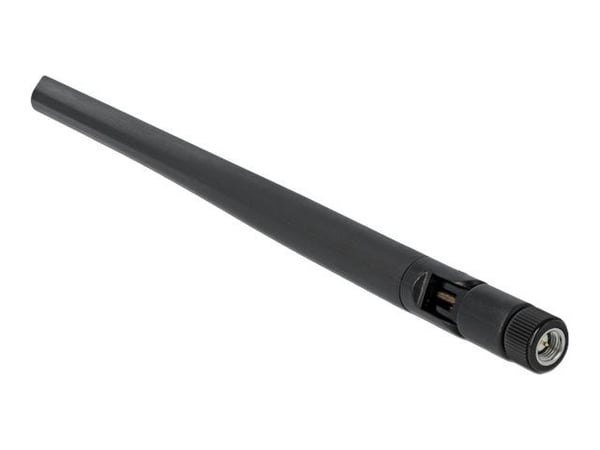 Delock WLAN 802.11 a/ax/a/b/g/n Antenna RP-SMA plug - Antenne - Wi-Fi - 5 dBi - rundtstrålende - skruemontering - svart