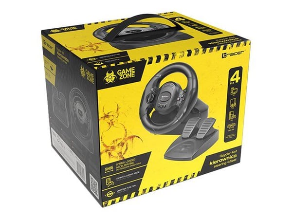 Tracer GAMEZONE Rayder 4 in 1 - Hjul- og pedalsett - kablet - for PC, Sony PlayStation 3, Microsoft Xbox One, Sony PlayStation 4
