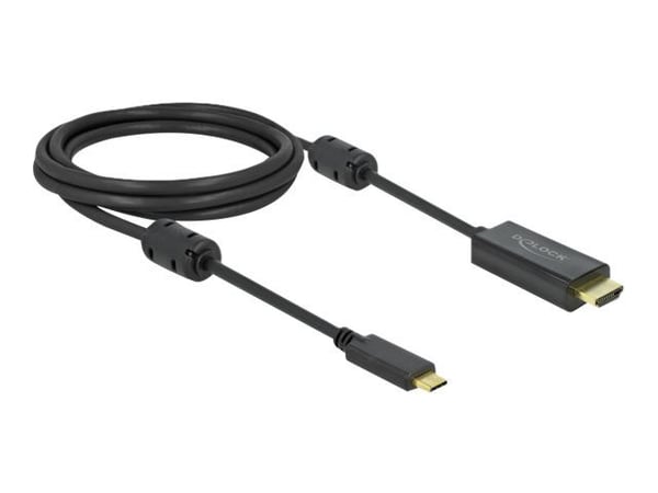 Delock - Video/lydkabel - 24 pin USB-C hann til HDMI hann - 2 m - svart - 4K-støtte, aktiv