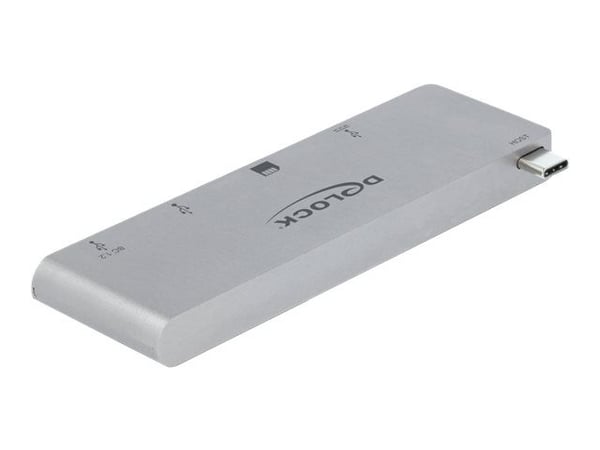Delock 3 Port Hub ja 2 korttipaikan kortinlukija MacBookille PD 3.0:lla ja sisäänvedettävällä USB Type-C-liitännällä - Hub - 2 x USB 3.2 Gen 1 + 1 ...