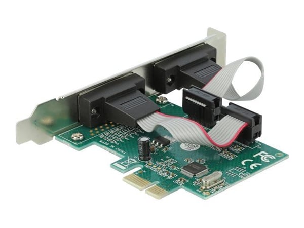 Delock PCI Express Card to 2 x Serial RS-232 - Seriell adapter - PCIe 1.1 lav profil - RS-232 x 2 - grønn