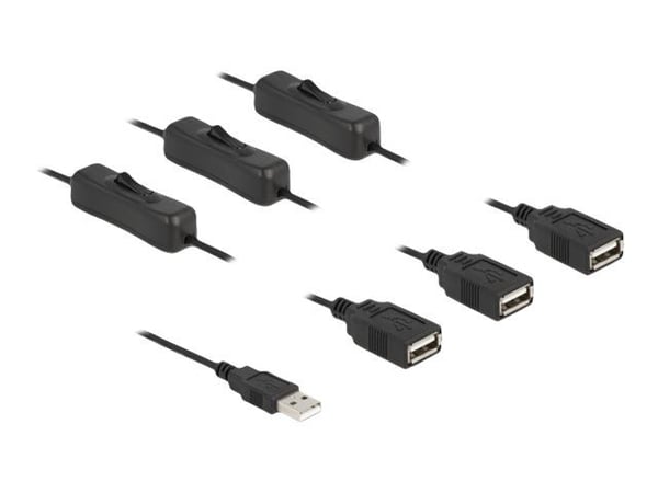 Delock - Strömdelare - USB (hane) till USB (hona) - 5 V - 2 A - 1 m - svart