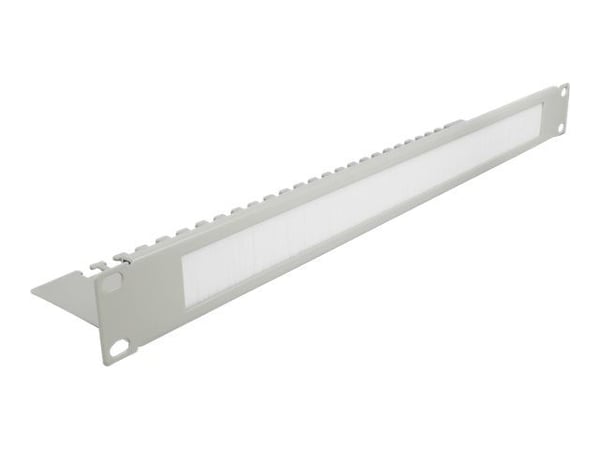 Delock Cable Management Brush Strip with Cable Support Plate - Styringspanel for rackkabler med børste - grå - 1U - 19"