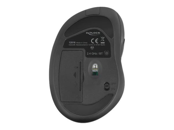 DeLOCK 12016, Oikeakätinen, Optinen, RF Wireless + Bluetooth, 2400 DPI, Antrasiitti, Musta