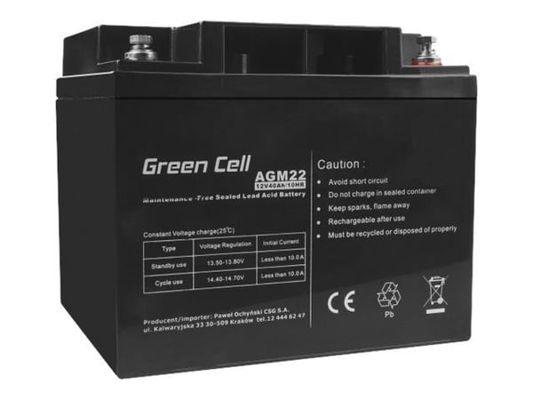 Green Cell - UPS-batteri - 1 x batteri - Sealed Lead Acid (SLA) - 40 Ah - svart