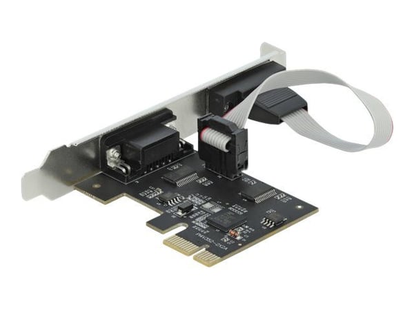 Delock PCI Express Card to 2 x Serial RS-232 - Seriell adapter - PCIe 2.0 lav profil - RS-232 x 2 - svart