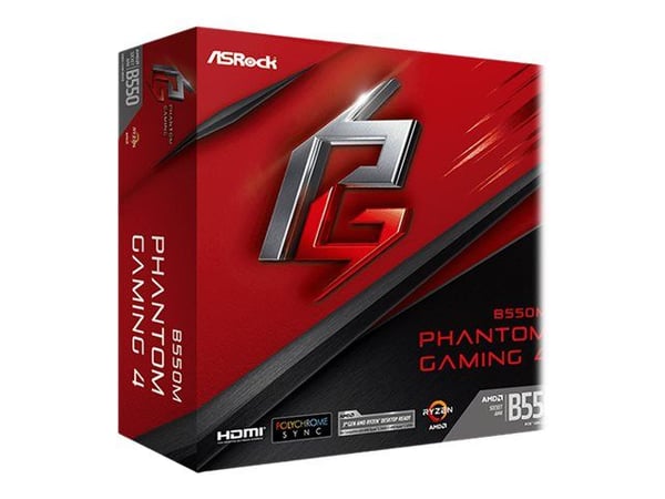 ASRock B550M Phantom Gaming 4 - Hovedkort - micro ATX - Socket AM4 - AMD B550 Chipset - USB 3.2 Gen 1 - Gigabit LAN - innbygd grafikk (CPU kreves) ...