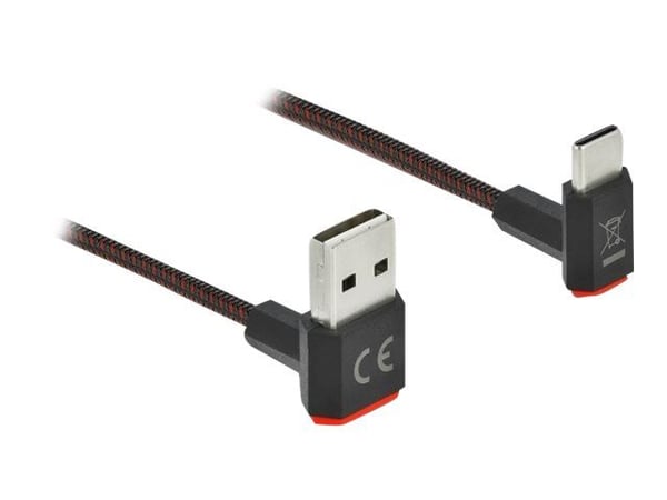 Delock Easy - USB-kabel - USB (hann) opp/ned-vinklet, vendbar til 24 pin USB-C (hann) opp/ned-vinklet, vendbar - 20 cm - svart
