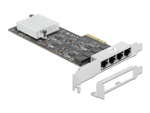 Delock - Nettverksadapter - PCIe 2.1 x4 - 10M/100M/1G/2,5 Gigabit Ethernet x 4
