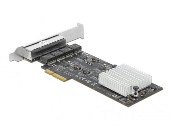 Delock - Nettverksadapter - PCIe 2.1 x4 - 10M/100M/1G/2,5 Gigabit Ethernet x 4