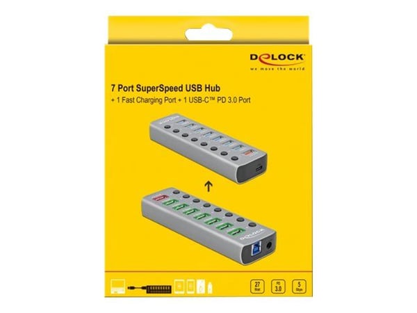 Delock - Hubb - 7 x USB 3.2 Gen 1 - skrivbordsmodell