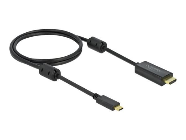 Delock - Video/lydkabel - 24 pin USB-C hann til HDMI hann - 1 m - svart - 4K-støtte, aktiv