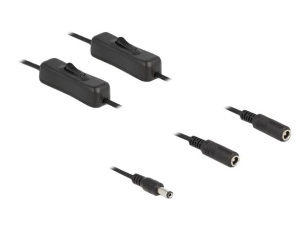 Delock - Strøm-splitter - DC jackstik 5,5 x 2,1 mm (han) til DC jackstik 5,5 x 2,1 mm (hun) - 5 V - 2 A - 1 m - lajittelu