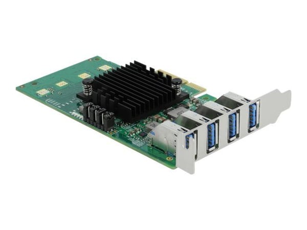 Delock PCI Express x4 Card to 4 x external USB 3.0 Quad Channel - USB-adapter - PCIe 2.0 x4 lav profil - USB 3.0 x 4