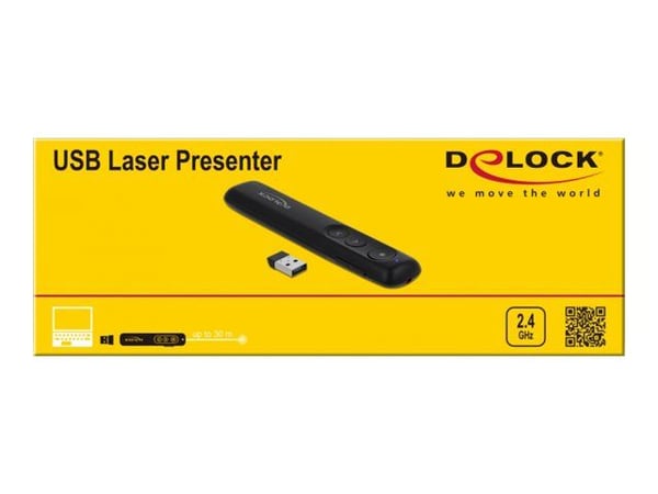 Delock - Presentasjonsfjernstyring - 5 knapper - RF - svart