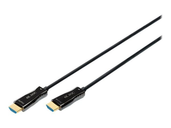 DIGITUS - Premium High Speed - HDMI-kabel med Ethernet - HDMI hann til HDMI hann - 10 m - dobbeltisolert - svart - 4K-støtte, aktiv optisk hybridkabel