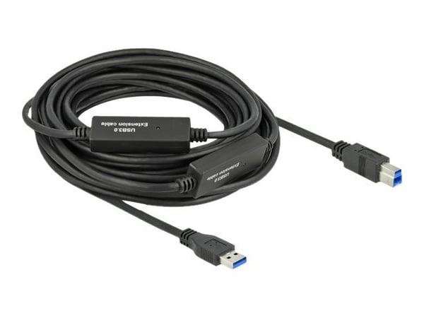 Delock - USB-kabel - USB-type A (hann) til USB Type B (hann) - USB 3.2 Gen 1 - 10 m - aktiv - svart