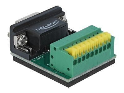 DeLOCK 66322, 1 x serial Sub-D 9, 1 x 9 pin, Musta, Vihreä, Hopea, Keltainen, Naaras, 26/20, 31 mm, 36 mm