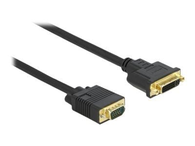 Delock - Adapterkabel - enkeltlenke - DVI-I (hunn) til HD-15 (VGA) (hann) - 1 m - tommelskruer - svart