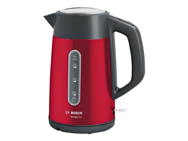 Bosch TWK4P434, 1,7 L, 2400 W, Musta, Punainen, Ruostumaton teräs, Veden tason ilmaisin, Ylikuumenemissuoja