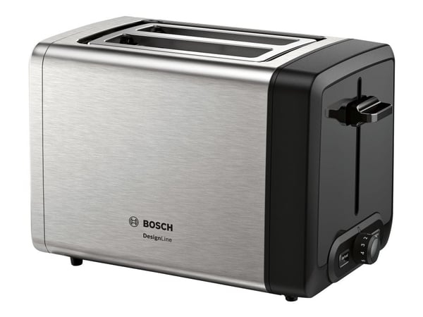 Bosch DesignLine TAT4P420 - Brødrister - 2 skive - 2 Spor - rustfritt stål / svart