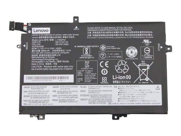 Simplo - Batteri för bärbar dator - litiumjon - 3-cells - 3980 mAh - 45 Wh - FRU - för ThinkPad L14 Gen 1; L14 Gen 2; L15 Gen 1; L15 Gen 2; L490; L590