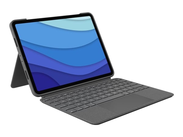Logitech Combo Touch - Tangentbord och foliefodral - med pekdyna - bakgrundsbelyst - Apple Smart connector - QWERTY - brittisk - oxford-grå - för A...