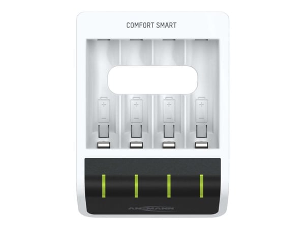 ANSMANN Comfort Smart - 1,5 t USB-batterilader - (for 4xAA/AAA) 4 x AA-type - 2100 mAh - 800 mA - hvit, svart