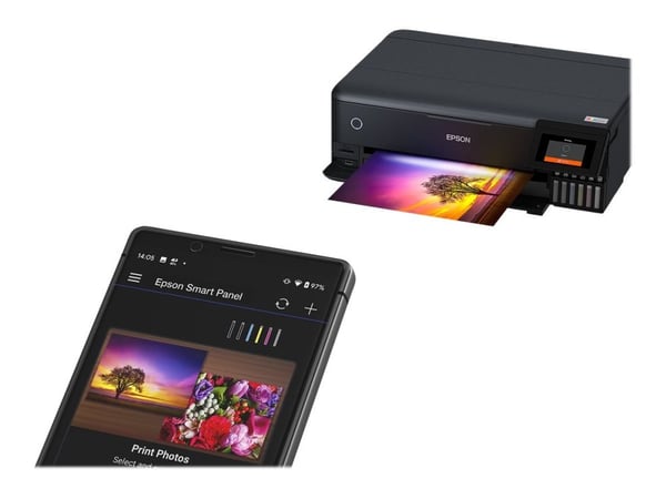 Epson EcoTank L8180 - Multifunksjonsskriver - farge - ink-jet - A3 (medie) - opp til 16 spm (trykking) - 100 ark - USB, LAN, USB-vert, Wi-Fi(ac)
