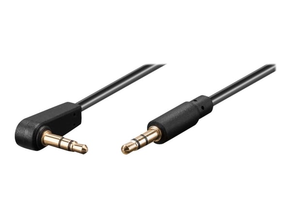 MicroConnect - Lydkabel - mini-phone stereo 3.5 mm hann vinklet til mini-phone stereo 3.5 mm hann rett - 50 cm - svart