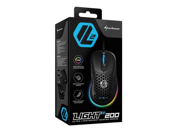 Sharkoon Light² 200 - Mus - optisk - 6 knapper - kablet - USB