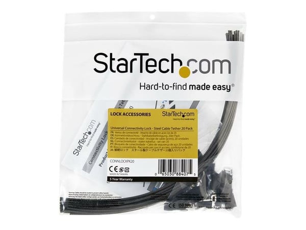 StarTech.com 20-Pack Security Cable Tethers for Adapters & Dongles, Universal Cable Adapter Tether, Tether Cables, Adjustable Length Anti-Theft Cab...