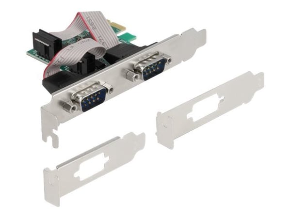 Delock - Seriell adapter - PCIe 2.0 lav profil - RS-232 x 2 - grønn