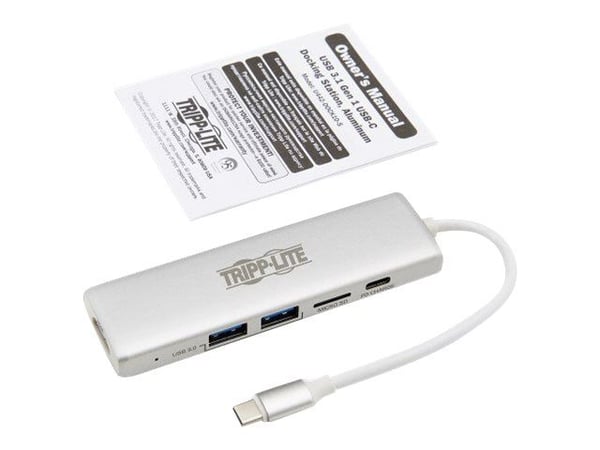 Eaton Tripp Lite Series USB C Docking Station Adapter, 4K @ 30 Hz, HDMI, Thunderbolt 3, PD Charging, Micro SD - Silver, USB Type C, USB-C, USB Type...