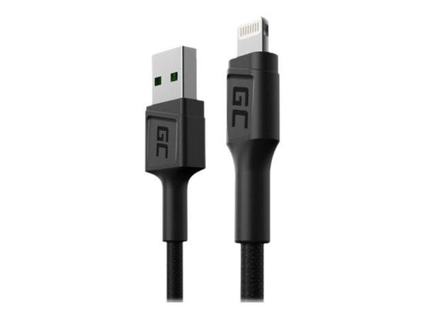 Green Cell - Lightning-kabel - Lightning hann til USB hann - 30 cm - dobbeltisolert - svart