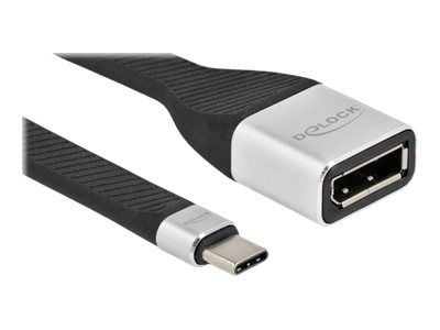 Delock - DisplayPort-adapter - USB-C (hann) til DisplayPort (hunn) - Displayport 1.2/Thunderbolt 3 - 14 cm - flat, støtte for 4K 60 Hz (3840 x 2160...