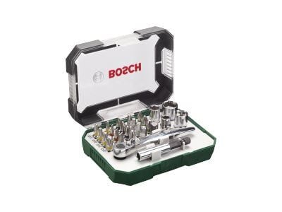 Bosch - Skralleskrutrekker med bitsett - 26 deler - inn boks