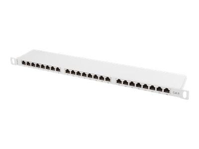 Lanberg PPS6-0024-S - Koblingspanel - rackmonterbar - CAT 6 - STP - RJ-45 X 24 - grå, RAL 7035 - 0.5U - 19"