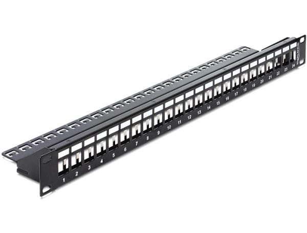 Delock Keystone Patch Panel - Koblingspanel - svart - 1U - 19" - 24 porter