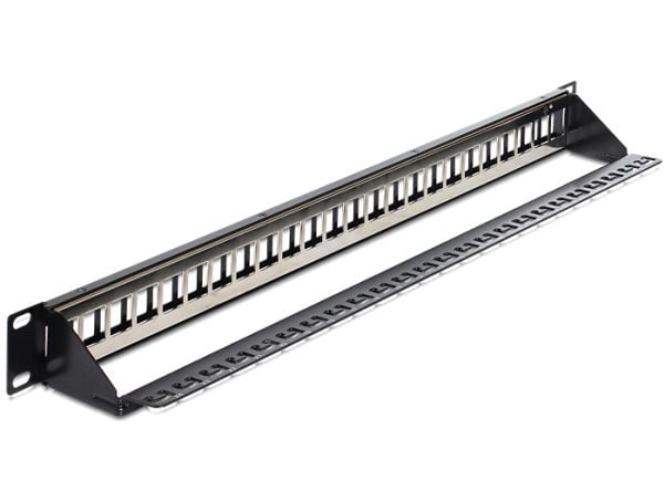 Delock Keystone Patch Panel - Koblingspanel - svart - 1U - 19" - 24 porter
