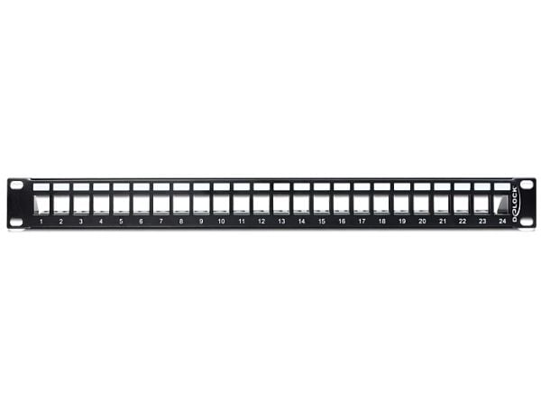 Delock Keystone Patch Panel - Koblingspanel - svart - 1U - 19" - 24 porter