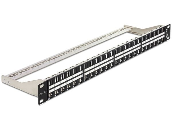 Delock Keystone Patch Panel - Koblingspanel - svart - 1U - 19" - 48 porter