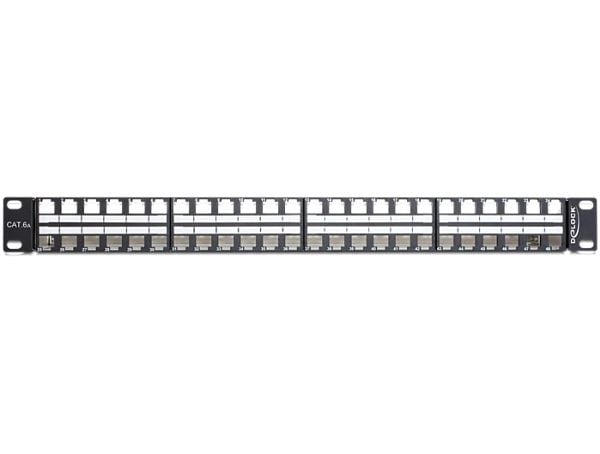 Delock Keystone Patch Panel - Koblingspanel - svart - 1U - 19" - 48 porter