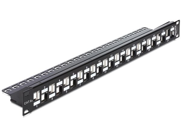 Delock - Patch-panel - svart - 1U - 19" - 24 portar