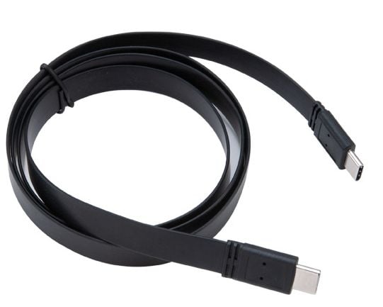 Akasa PROSLIM - USB-kabel - USB-C (hane) till USB-C (hane) - USB 3.1 Gen2 - 5 V - 3 A - 1 m - platt, stöd för 4K, USB Power Delivery (60W) - svart